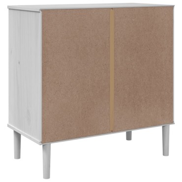 vidaXL Συρταριέρα SENJA Λευκή Όψη Ρατάν 80x40x80cm Μασίφ Ξύλο Πεύκου 1 τεμ.