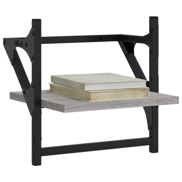vidaXL Ράφια Τοίχου με Μπάρα 2 τεμ. Γκρι Sonoma 30x25x30cm