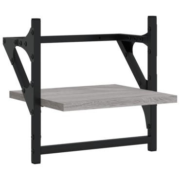 vidaXL Ράφια Τοίχου με Μπάρα 2 τεμ. Γκρι Sonoma 30x25x30cm