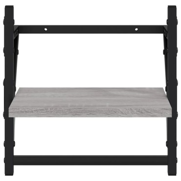 vidaXL Ράφια Τοίχου με Μπάρα 2 τεμ. Γκρι Sonoma 30x25x30cm