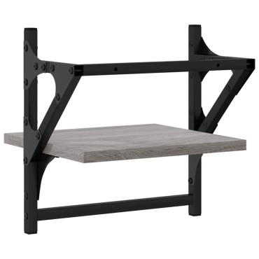 vidaXL Ράφια Τοίχου με Μπάρα 2 τεμ. Γκρι Sonoma 30x25x30cm