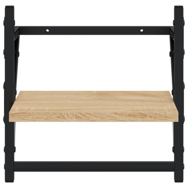 vidaXL Ράφια Τοίχου με Μπάρα 2 τεμ. Sonoma Δρυς 30x25x30cm