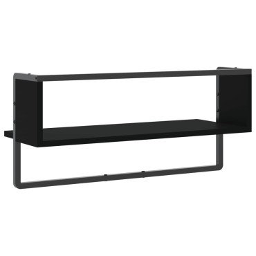 vidaXL Ράφι Τοίχου με Μπάρα Μαύρο 65x25x30cm 1 τεμ.