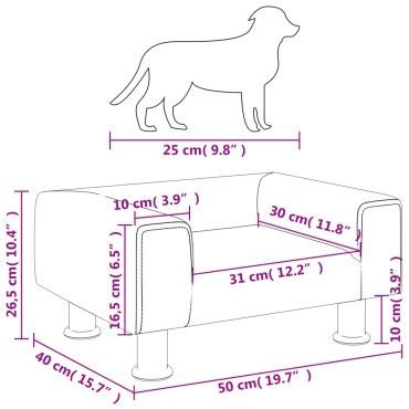 vidaXL Κρεβάτι Σκύλου Μαύρο 50 x 40 x 26,5 εκ. Βελούδινο