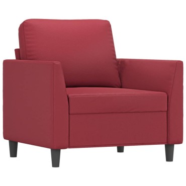 vidaXL Σαλόνι Σετ 4 τεμ. Μπορντό Συνθετικό Δέρμα με Μαξιλάρια 80x77x80cm  Διθέσιος Τριθέσιος