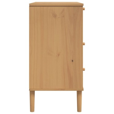 vidaXL Συρταριέρα SENJA Καφέ Όψη Ρατάν 80x40x80cm Μασίφ Ξύλο Πεύκου 1 τεμ.