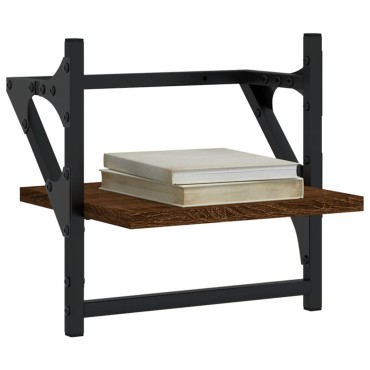 vidaXL Ράφια Τοίχου με Μπάρα 2 τεμ. Καφέ Δρυς 30x25x30cm
