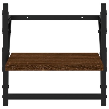 vidaXL Ράφια Τοίχου με Μπάρα 2 τεμ. Καφέ Δρυς 30x25x30cm
