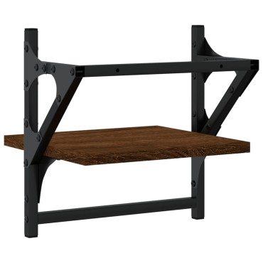 vidaXL Ράφια Τοίχου με Μπάρα 2 τεμ. Καφέ Δρυς 30x25x30cm