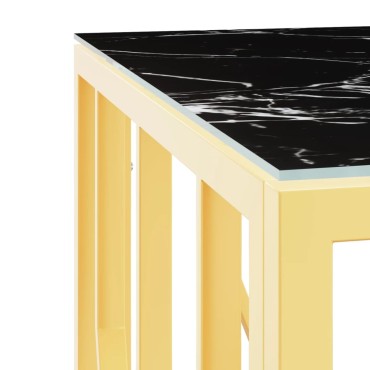 vidaXL Τραπέζι Σαλονιού Χρυσό 50x50x50cm Ανοξείδωτο Ατσάλι και Γυαλί 1 τεμ.