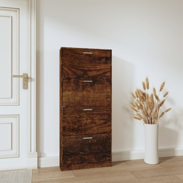 vidaXL Παπουτσοθήκη Καπνιστή Δρυς 59x17x150cm από Επεξεργασμένο Ξύλο