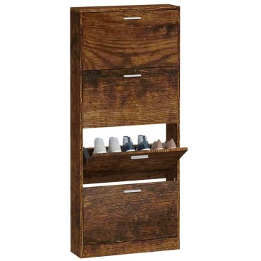 vidaXL Παπουτσοθήκη Καπνιστή Δρυς 59x17x150cm από Επεξεργασμένο Ξύλο