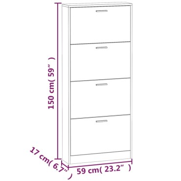 vidaXL Παπουτσοθήκη Καπνιστή Δρυς 59x17x150cm από Επεξεργασμένο Ξύλο