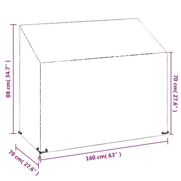 vidaXL Κάλυμμα Παγκακιού με 8 Κρίκους 160x70x70/88cm Πολυαιθυλένιο 1 τεμ.