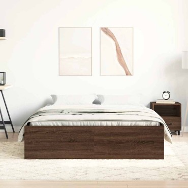 vidaXL Πλαίσιο Κρεβατιού Καφέ Δρυς 140 x 200 εκ.