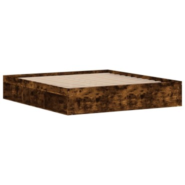 vidaXL Πλαίσιο Κρεβατιού Καπνιστή Δρυς 180 x 200 εκ. Super King