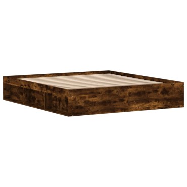 vidaXL Πλαίσιο Κρεβατιού Καπνιστή Δρυς 180 x 200 εκ. Super King