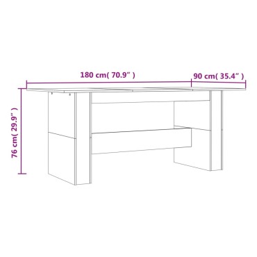 vidaXL Τραπεζαρία Γκρι Sonoma 180x90x76cm από Επεξεργασμένο Ξύλο 1 τεμ.