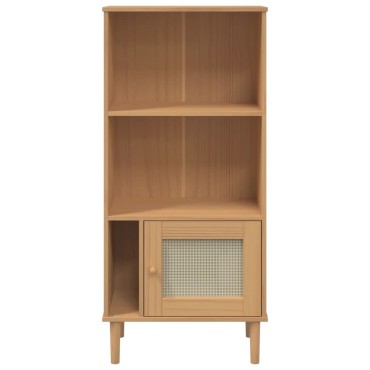 vidaXL Βιβλιοθήκη SENJA Καφέ/Όψη Ρατάν 60x35x130cm Μασίφ Ξύλο Πεύκου 1 τεμ.