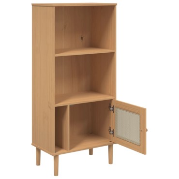 vidaXL Βιβλιοθήκη SENJA Καφέ/Όψη Ρατάν 60x35x130cm Μασίφ Ξύλο Πεύκου 1 τεμ.