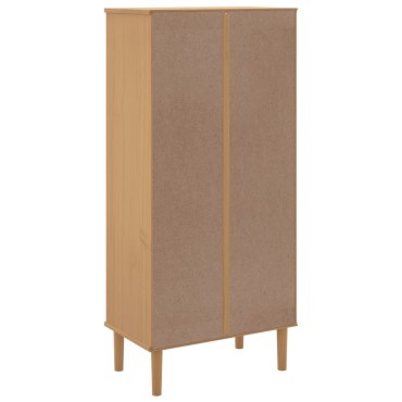 vidaXL Βιβλιοθήκη SENJA Καφέ/Όψη Ρατάν 60x35x130cm Μασίφ Ξύλο Πεύκου 1 τεμ.