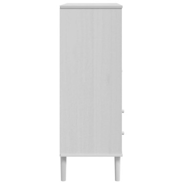 vidaXL Ντουλάπι Ψηλό SENJA Λευκό/Ρατάν 90x40x112cm Μασίφ Ξύλο Πεύκου 1 τεμ.