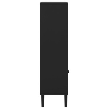 vidaXL Βιβλιοθήκη SENJA Μαύρο / Ρατάν 90x35x130cm Μασίφ Ξύλο Πεύκου 1 τεμ.