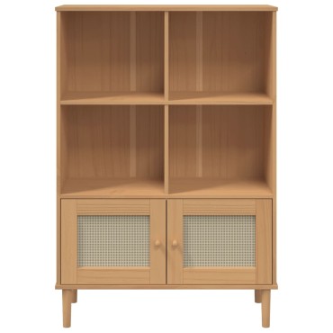 vidaXL Βιβλιοθήκη SENJA Καφέ/Όψη Ρατάν 90x35x130cm Μασίφ Ξύλο Πεύκου 1 τεμ.