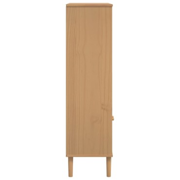 vidaXL Βιβλιοθήκη SENJA Καφέ/Όψη Ρατάν 90x35x130cm Μασίφ Ξύλο Πεύκου 1 τεμ.