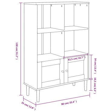 vidaXL Βιβλιοθήκη SENJA Καφέ/Όψη Ρατάν 90x35x130cm Μασίφ Ξύλο Πεύκου 1 τεμ.