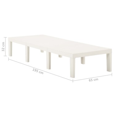 vidaXL Ξαπλώστρα Λευκή Πλαστική 195x65x32cm 1 τεμ.