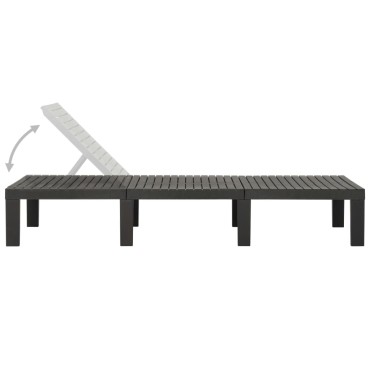 vidaXL Ξαπλώστρα Ανθρακί Πλαστική 195x65x32cm 1 τεμ.