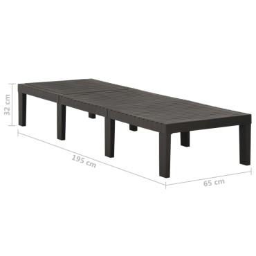vidaXL Ξαπλώστρα Ανθρακί Πλαστική 195x65x32cm 1 τεμ.