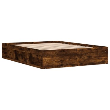 vidaXL Πλαίσιο Κρεβατιού Καπνιστή Δρυς 140x200 εκ.