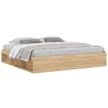 vidaXL Πλαίσιο Κρεβατιού Sonoma Δρυς 200x200cm 1 τεμ. - Διπλό