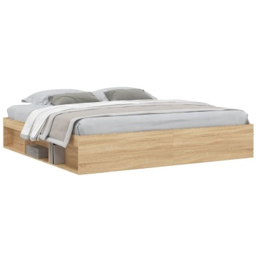 vidaXL Πλαίσιο Κρεβατιού Sonoma Δρυς 200x200cm 1 τεμ. - Διπλό