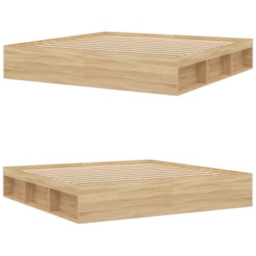 vidaXL Πλαίσιο Κρεβατιού Sonoma Δρυς 200x200cm 1 τεμ. - Διπλό