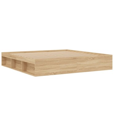 vidaXL Πλαίσιο Κρεβατιού Sonoma Δρυς 200x200cm 1 τεμ. - Διπλό