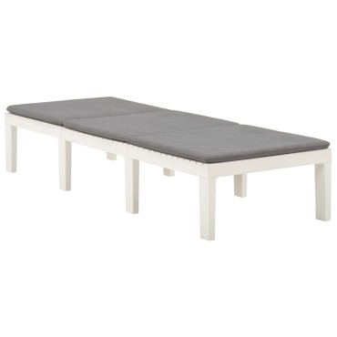 vidaXL Ξαπλώστρα Λευκή Πλαστική με Μαξιλάρι 195x65x32cm 1 τεμ.