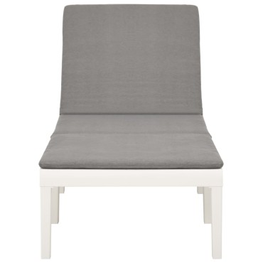 vidaXL Ξαπλώστρα Λευκή Πλαστική με Μαξιλάρι 195x65x32cm 1 τεμ.
