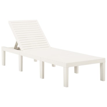 vidaXL Ξαπλώστρα Λευκή Πλαστική με Μαξιλάρι 195x65x32cm 1 τεμ.