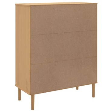 vidaXL Ντουλάπι Ψηλό SENJA Καφέ/Ρατάν 90x40x112cm Μασίφ Ξύλο Πεύκου 1 τεμ.