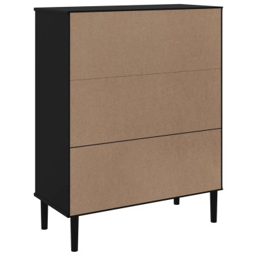 vidaXL Ντουλάπι Ψηλό SENJA Μαύρο/Ρατάν 90x40x112cm Μασίφ Ξύλο Πεύκου 1 τεμ.