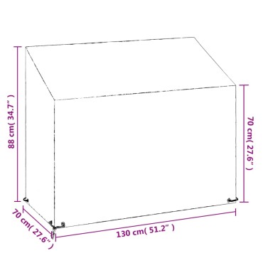 vidaXL Κάλυμμα Παγκακιού με 8 Κρίκους 130x70x70/88cm Πολυαιθυλένιο 1 τεμ.