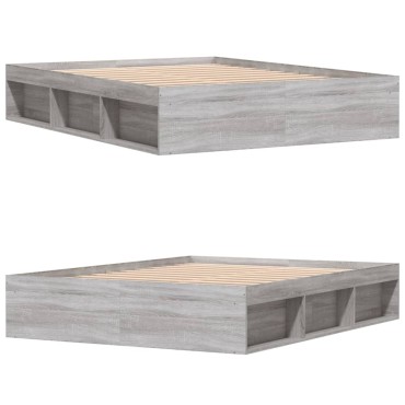 vidaXL Πλαίσιο Κρεβατιού Γκρι Sonoma 140 x 200 εκ.