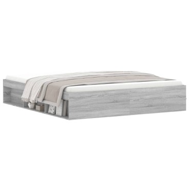 vidaXL Πλαίσιο Κρεβατιού Γκρι Sonoma 180 x 200 εκ. Super King