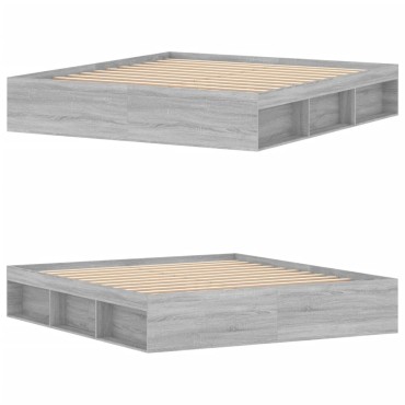vidaXL Πλαίσιο Κρεβατιού Γκρι Sonoma 180 x 200 εκ. Super King