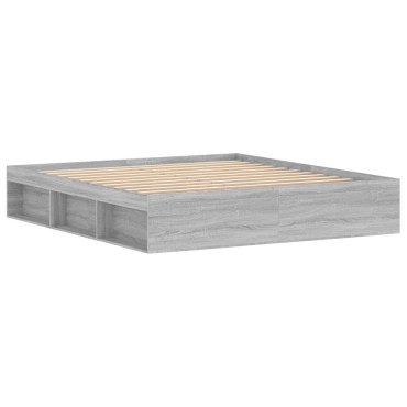 vidaXL Πλαίσιο Κρεβατιού Γκρι Sonoma 180 x 200 εκ. Super King
