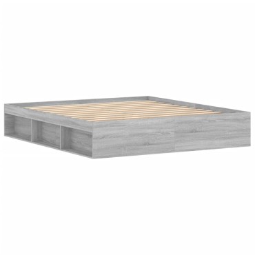 vidaXL Πλαίσιο Κρεβατιού Γκρι Sonoma 180 x 200 εκ. Super King
