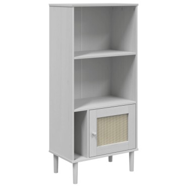 vidaXL Βιβλιοθήκη SENJA Λευκό / Ρατάν 60x35x130cm Μασίφ Ξύλο Πεύκου 1 τεμ.